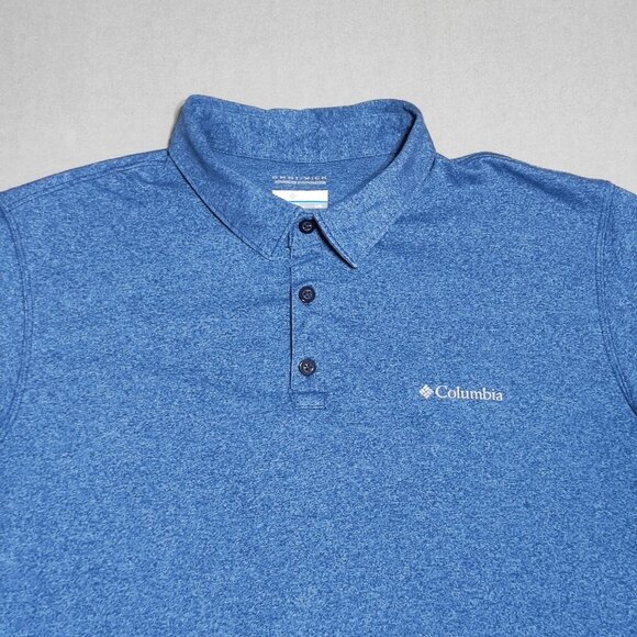 Columbia Polo shirt men's size L blue colour Omni-Wick active wear / golf - Picture 2 of 8